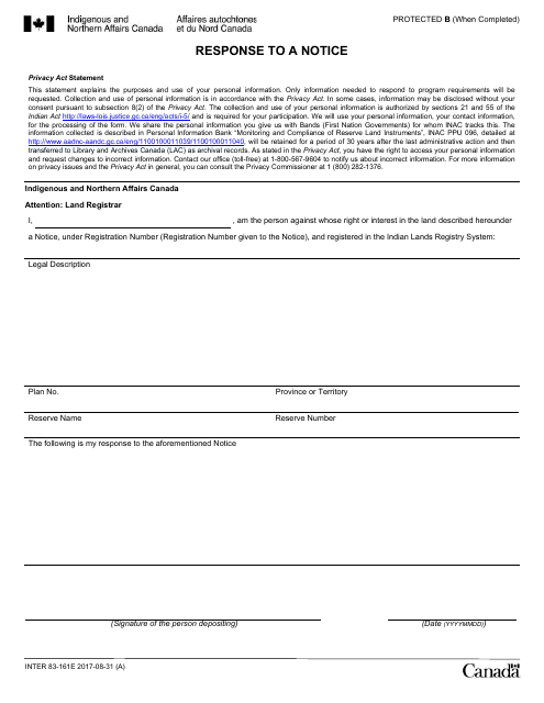 Form INTER83-161E  Printable Pdf