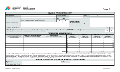 Advance Payment Request Form - Canada, Page 2