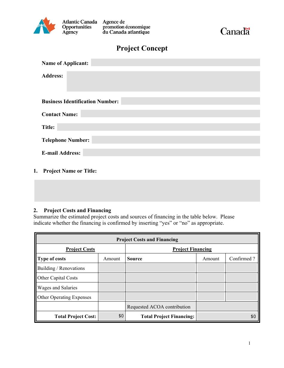 Project Concept - Canada, Page 1
