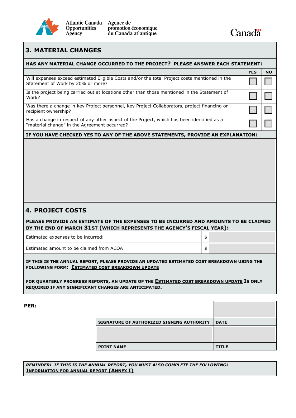 Atlantic Innovation Fund - Progress Report Form - Canada, Page 4