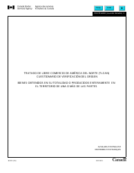 Document preview: Forme B230 S Tratado De Libre Comercio De America Del Norte (Tlcan) Cuestionario De Verificacion Del Origen Bienes Obtenidos En Su Totalidad O Producidos Enteramente En El Territorio De Una O Mas De Las Partes - Canada (French)