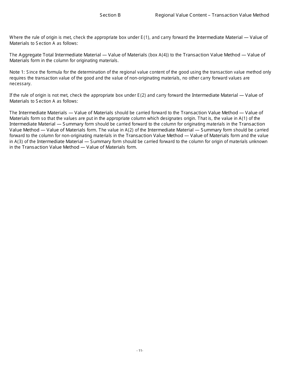 Form B229 North American Free Trade Agreement (Nafta) Origin Verification Questionnaire Regional Value Content - Transaction Value Method - Canada, Page 12