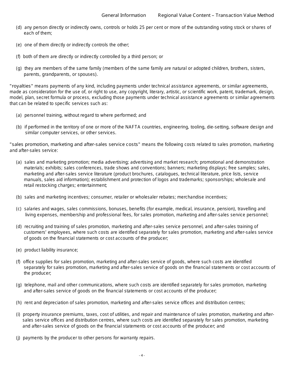 Form B229 North American Free Trade Agreement (Nafta) Origin Verification Questionnaire Regional Value Content - Transaction Value Method - Canada, Page 5
