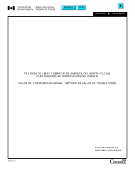 Document preview: Formulario B229S Tratado De Libre Comercio De America Del Norte (Tlcan) Cuestionario De Verificacon Del Origen Valor De Contenido Regional - Metodo De Valor De Transaccion - Canada (Spanish)