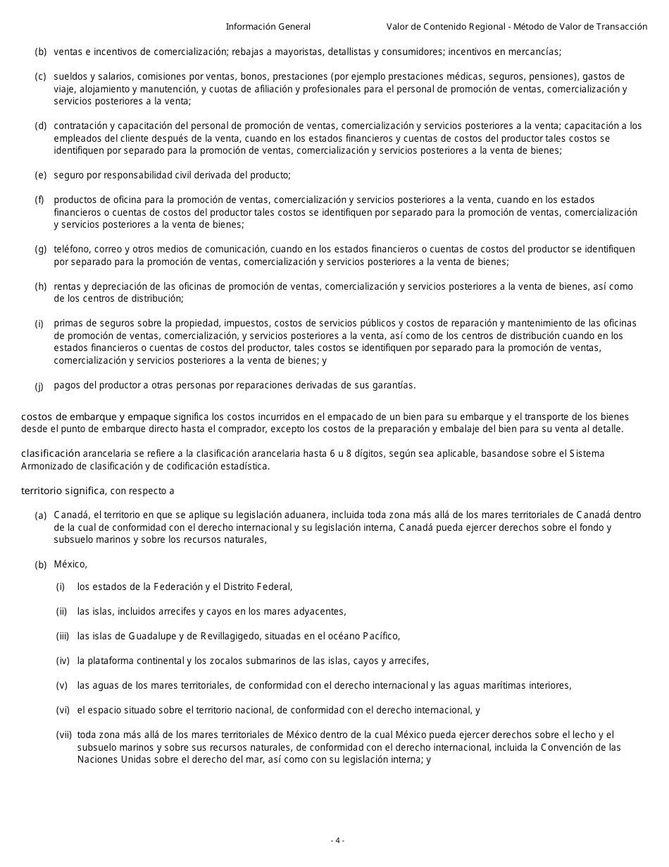 Formulario B229S Tratado De Libre Comercio De America Del Norte (Tlcan) Cuestionario De Verificacon Del Origen Valor De Contenido Regional - Metodo De Valor De Transaccion - Canada (Spanish), Page 5