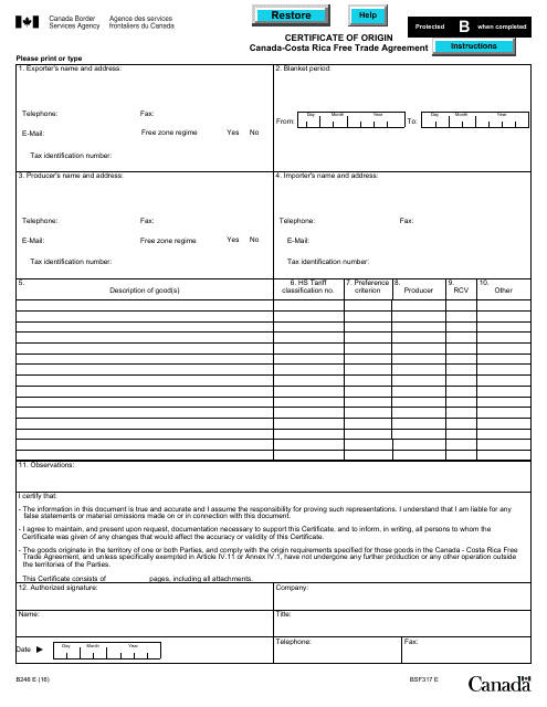 Form B246  Printable Pdf