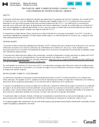 Document preview: Formulario B247 (BSF318) Cuestionario Sobre Verificacion De Origen Del Tratado De Libre Comercio Entre Canada Y Chile - Canada (Spanish)