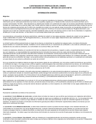 Formulario B228 S Tratado De Libre Comercio De America Del Norte (Tlcan) Cuestionario De Verificacion Del Origen - Valor De Contenido Regional Metodo De Costo Neto - Canada (Spanish), Page 2
