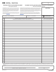Document preview: Form BSF186A Personal Effects Accounting Document (List of Goods Imported) - Canada (English/French)