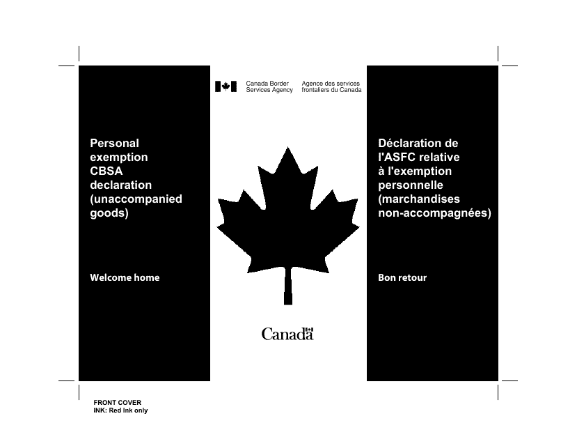 Form BSF192 Personal Exemption Cbsa Declaration - Canada (English/French)