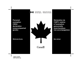 Form BSF192 Personal Exemption Cbsa Declaration - Canada (English/French)