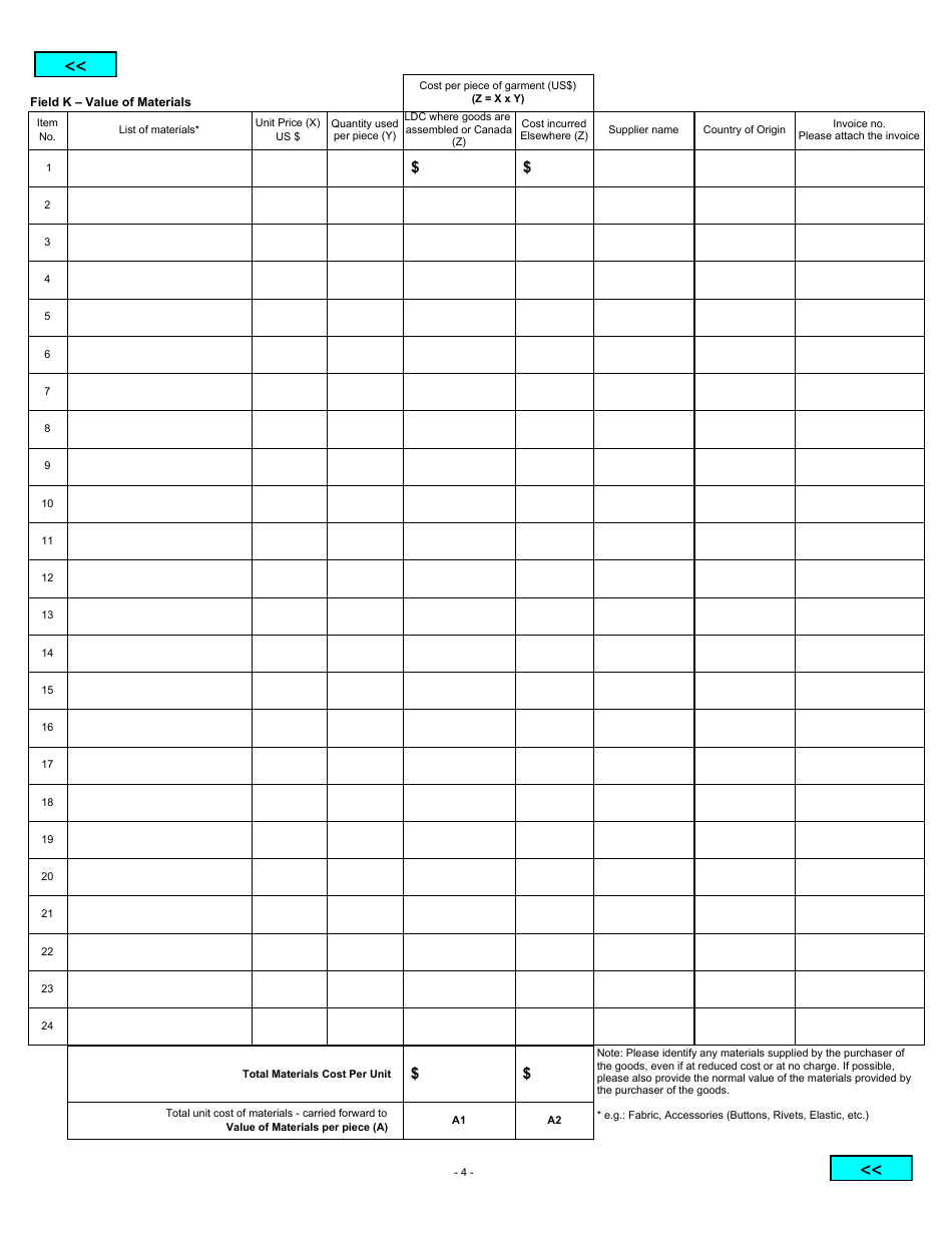 Form BSF249 Least Developed Country Origin Verification Questionnaire - Preference Criteria E - Canada, Page 4