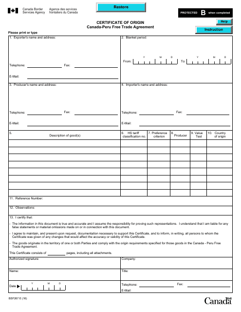 Form BSF267  Printable Pdf
