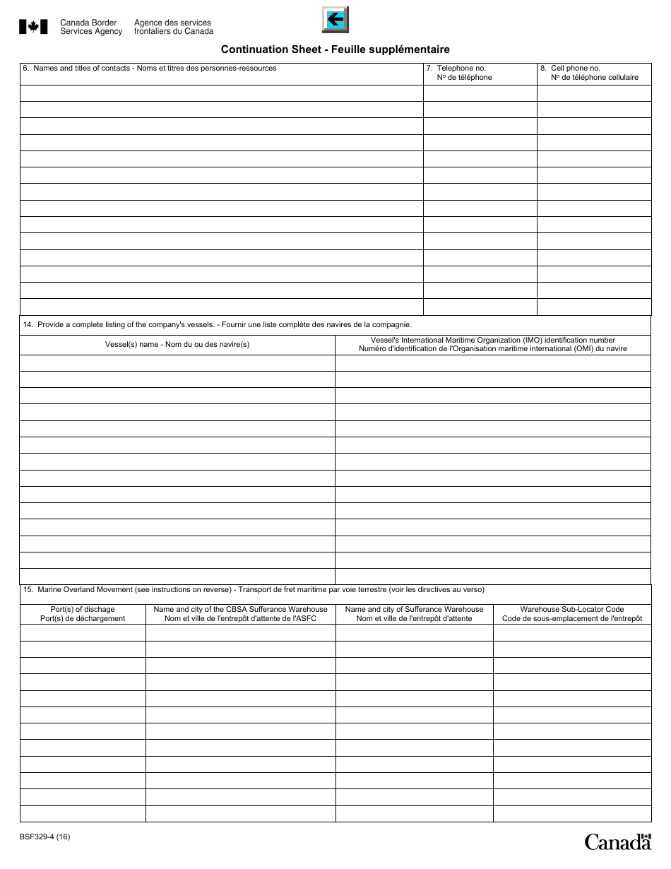 Form BSF329-4 Application to Transact Marine Operations With the Canada Border Services Agency - Canada (English / French), Page 3