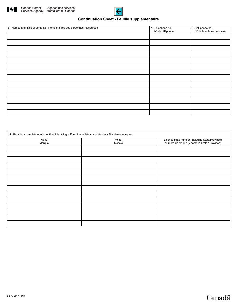 Form BSF329-7 Application to Transact Highway Operations With the Canada Border Services Agency - Canada (English / French), Page 3