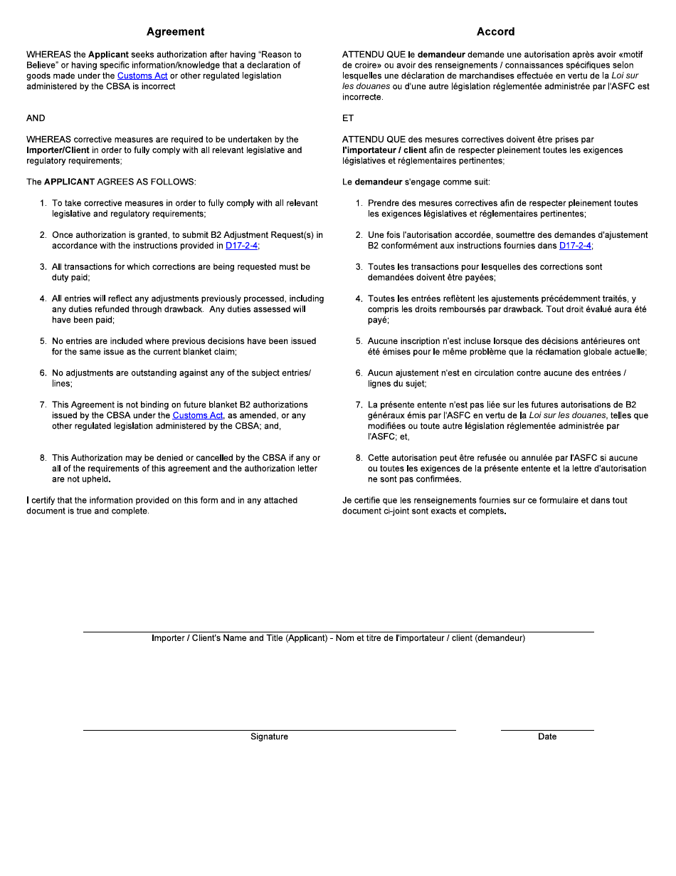 Form BSF360 Blanket B2 Authorization Application - Canada (English / French), Page 2