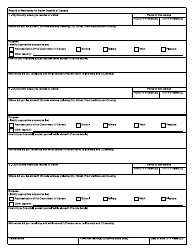 Form BSF641 Residency and Travel Outside of Canada Questionnaire - Canada, Page 2