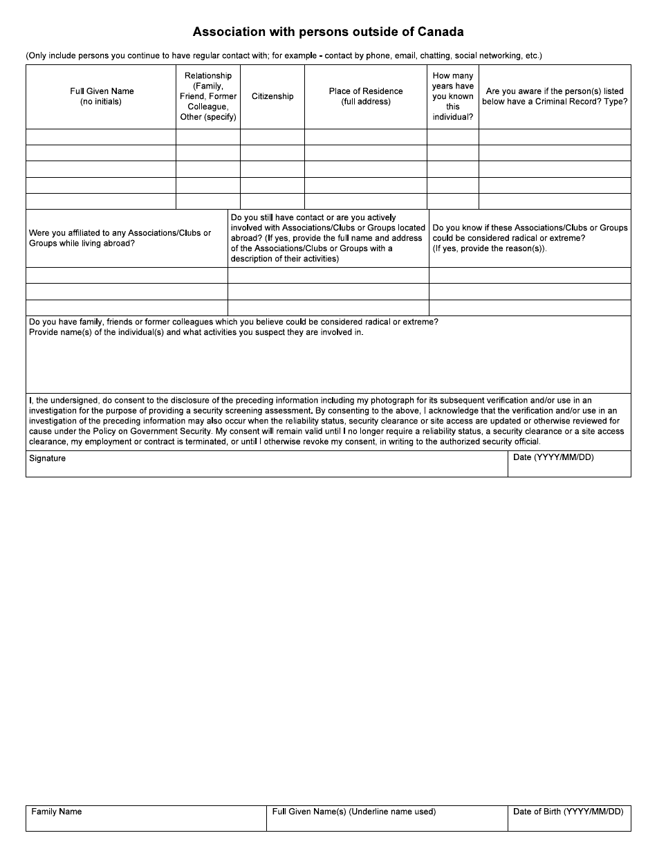 Form BSF641 Residency and Travel Outside of Canada Questionnaire - Canada, Page 5