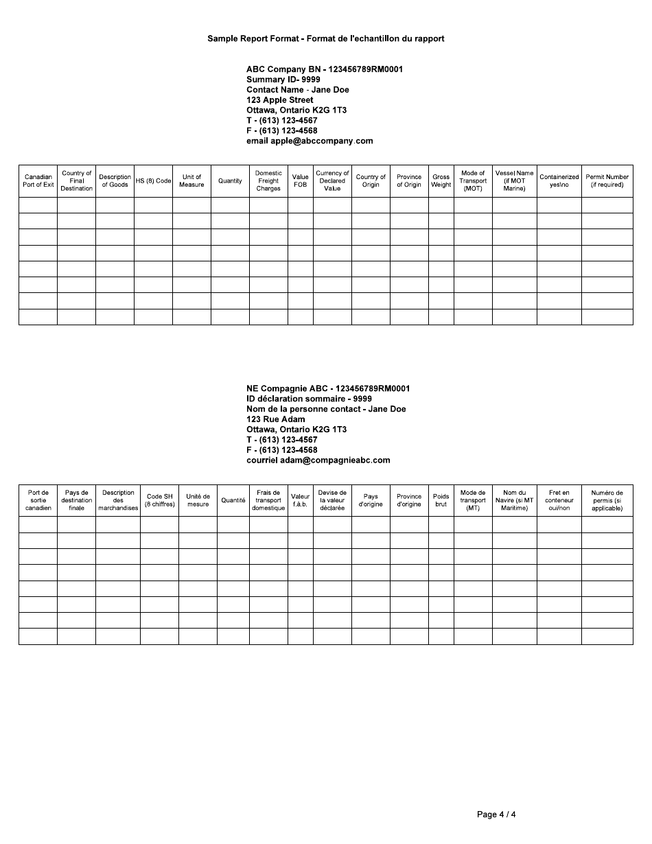 Form BSF613 Summary Reporting Program Application Form - Canada, Page 4