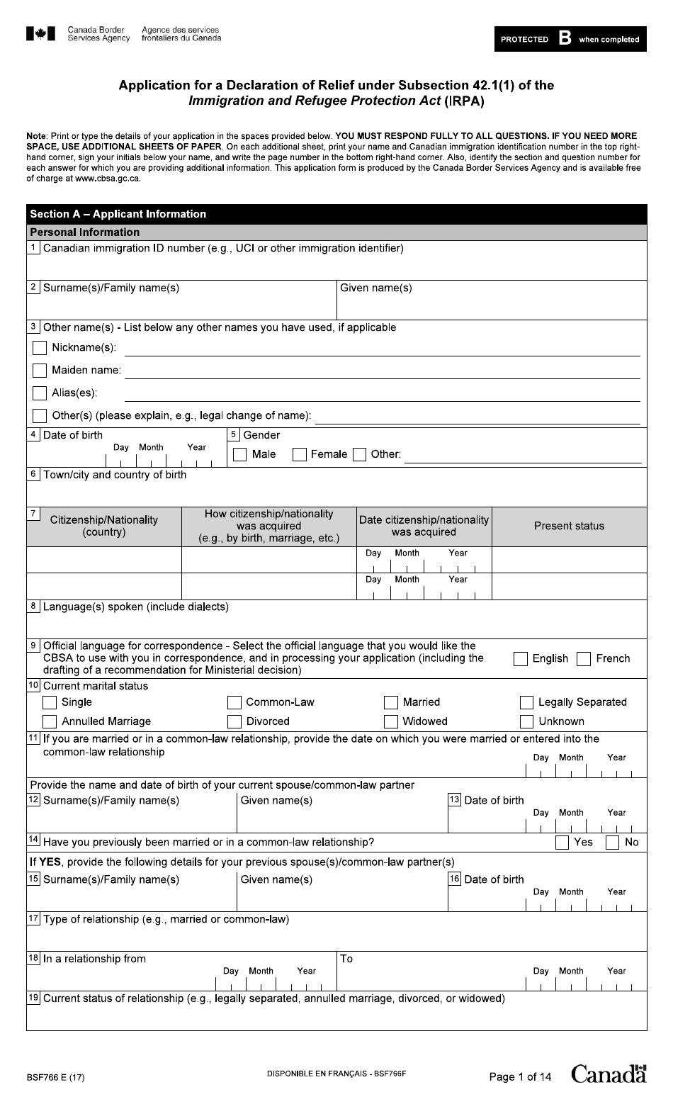 Form BSF766 - Fill Out, Sign Online and Download Fillable PDF, Canada ...