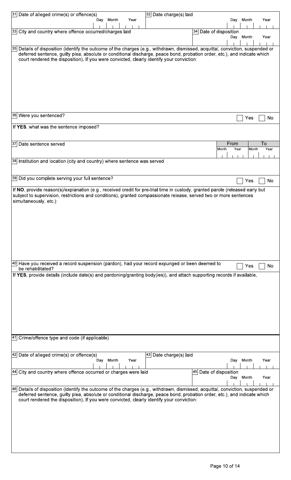 Form BSF766 Application for a Declaration of Relief Under Subsection 42.1(1) of the Immigration and Refugee Protection Act (Irpa) - Canada, Page 10