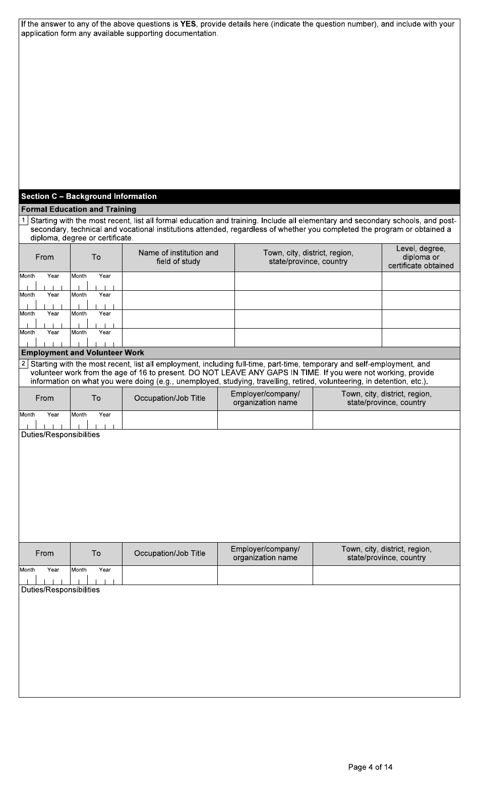 Form BSF766 Application for a Declaration of Relief Under Subsection 42.1(1) of the Immigration and Refugee Protection Act (Irpa) - Canada, Page 4