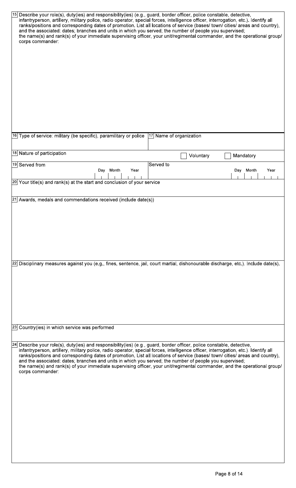 Form BSF766 Application for a Declaration of Relief Under Subsection 42.1(1) of the Immigration and Refugee Protection Act (Irpa) - Canada, Page 8