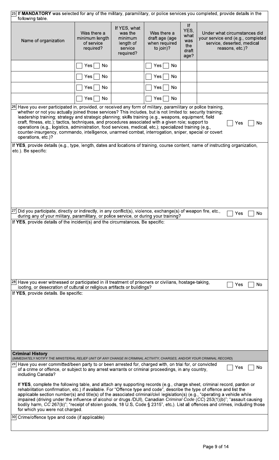 Form BSF766 Application for a Declaration of Relief Under Subsection 42.1(1) of the Immigration and Refugee Protection Act (Irpa) - Canada, Page 9