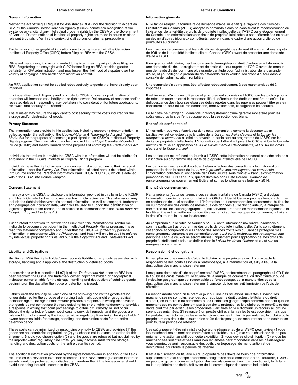 Form BSF738 Request for Assistance - Canada (English / French), Page 3