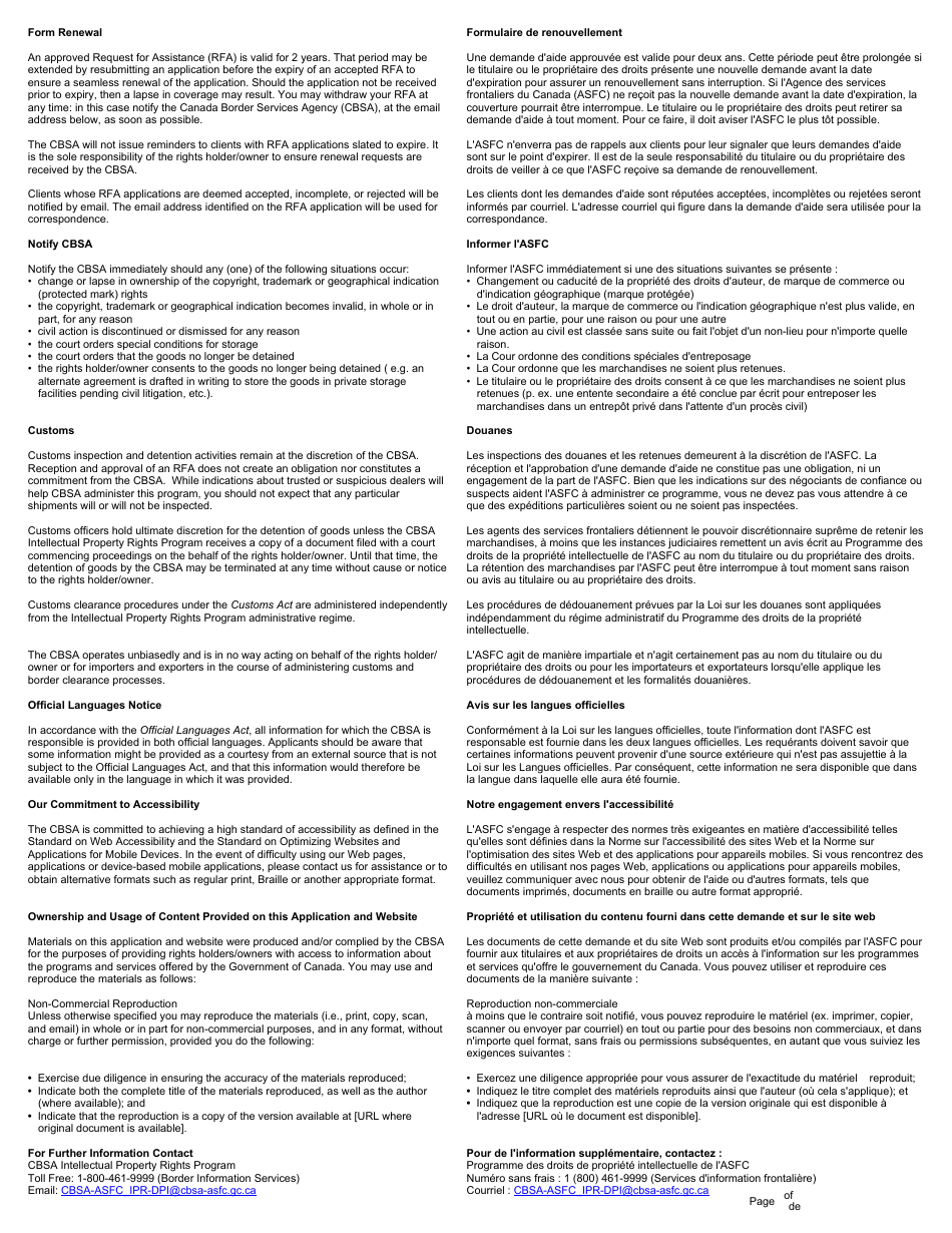 Form BSF738 Request for Assistance - Canada (English / French), Page 4