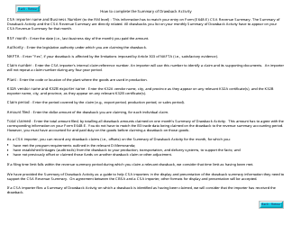 Form CBSA130 Summary of Drawback Activity - Canada, Page 2
