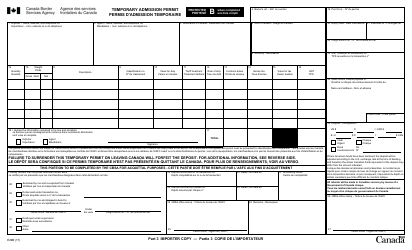 Form E29B Temporary Admission Permit - Canada (English/French), Page 3