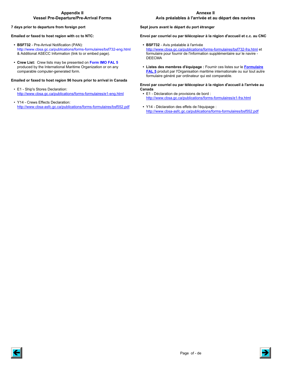 Form BSF786 Arctic Shipping Electronic Commercial Clearance (Asecc) Program Carrier Pre-season Profile - Canada (English / French), Page 8