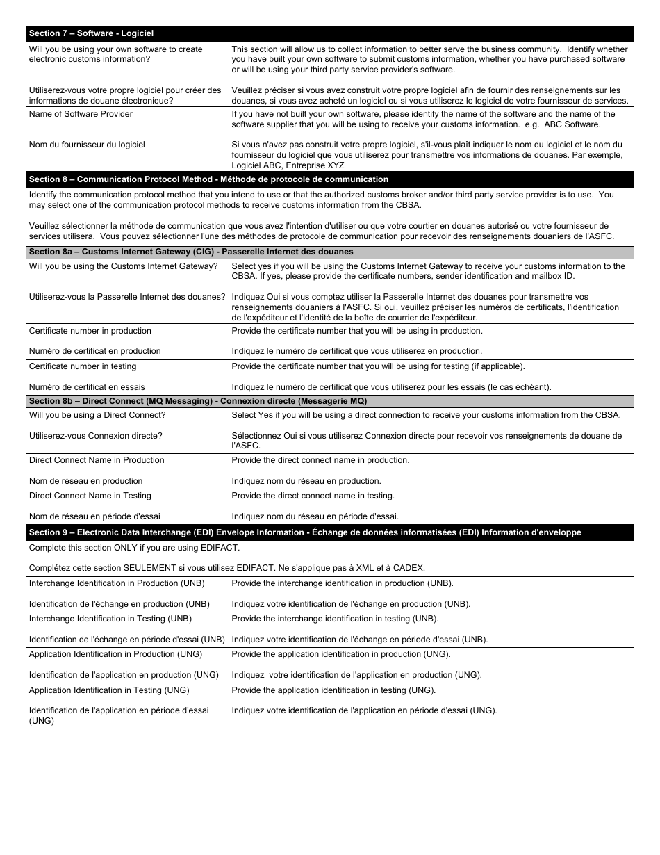 Form BSF815 Electronic Data Interchange (Edi) Application for Daily Notice (Dn) and Statement of Account (Soa) - Canada (English / French), Page 10