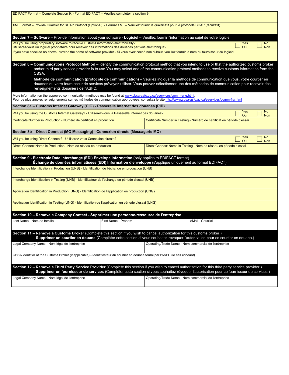 Form BSF815 Electronic Data Interchange (Edi) Application for Daily Notice (Dn) and Statement of Account (Soa) - Canada (English / French), Page 3