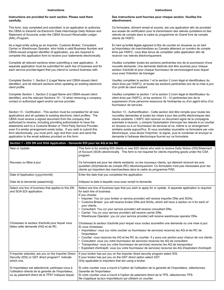 Form BSF815 Electronic Data Interchange (Edi) Application for Daily Notice (Dn) and Statement of Account (Soa) - Canada (English / French), Page 5