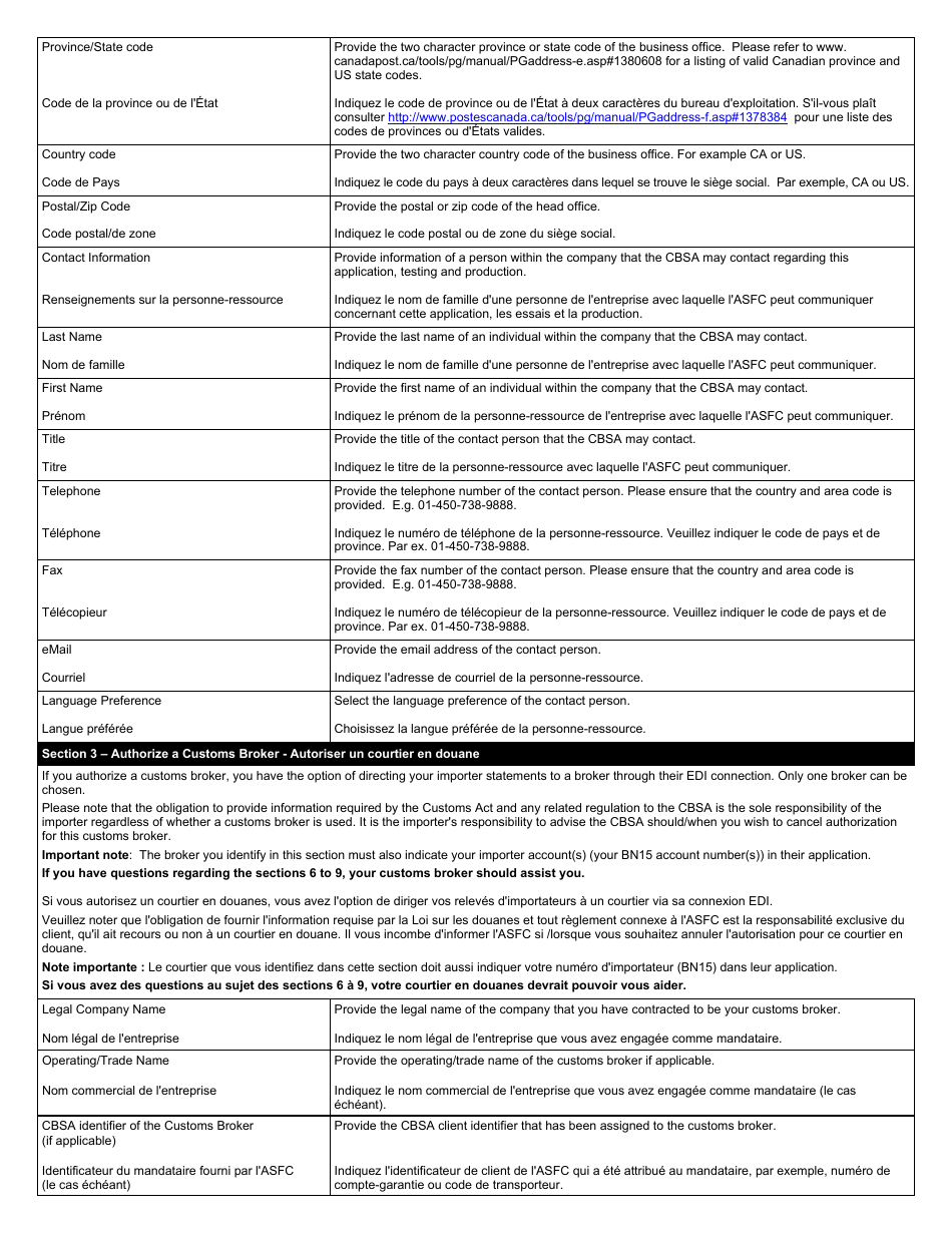 Form BSF815 Electronic Data Interchange (Edi) Application for Daily Notice (Dn) and Statement of Account (Soa) - Canada (English / French), Page 7