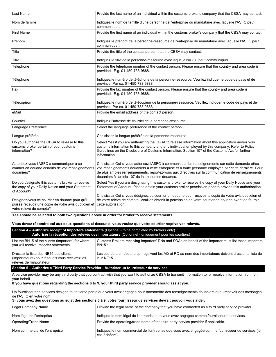 Form BSF815 Electronic Data Interchange (Edi) Application for Daily Notice (Dn) and Statement of Account (Soa) - Canada (English / French), Page 8