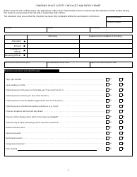 Form E618 &quot;Confined Space Safety Checklist and Entry Permit&quot; - Canada, Page 2
