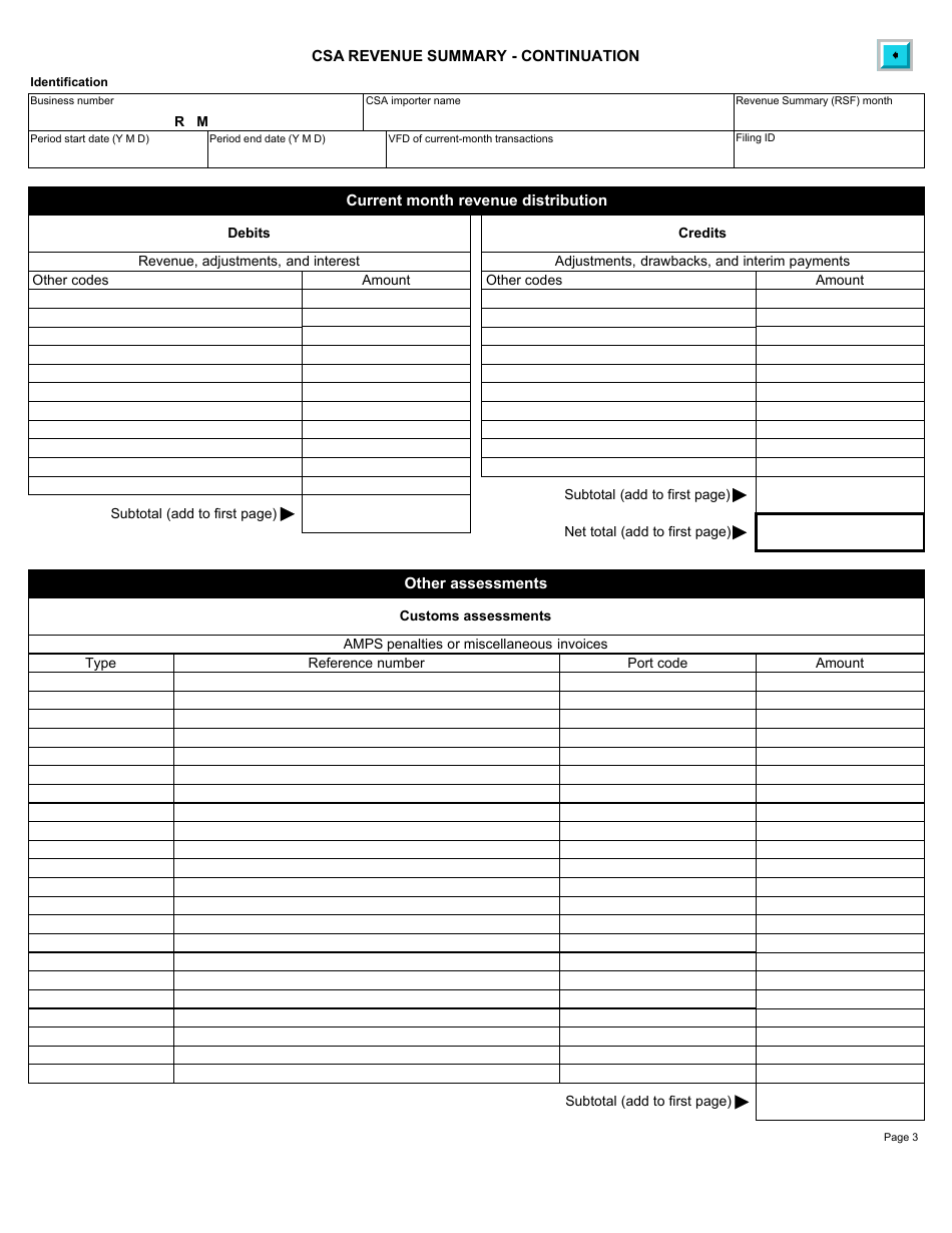 Form E648 Csa Revenue Summary - Canada, Page 3