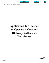 Form E400B Application for Licence to Operate a Customs Highway Sufferance Warehouse - Canada