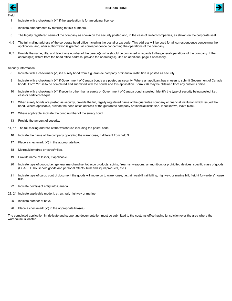 Form E400B Application for Licence to Operate a Customs Highway Sufferance Warehouse - Canada, Page 4