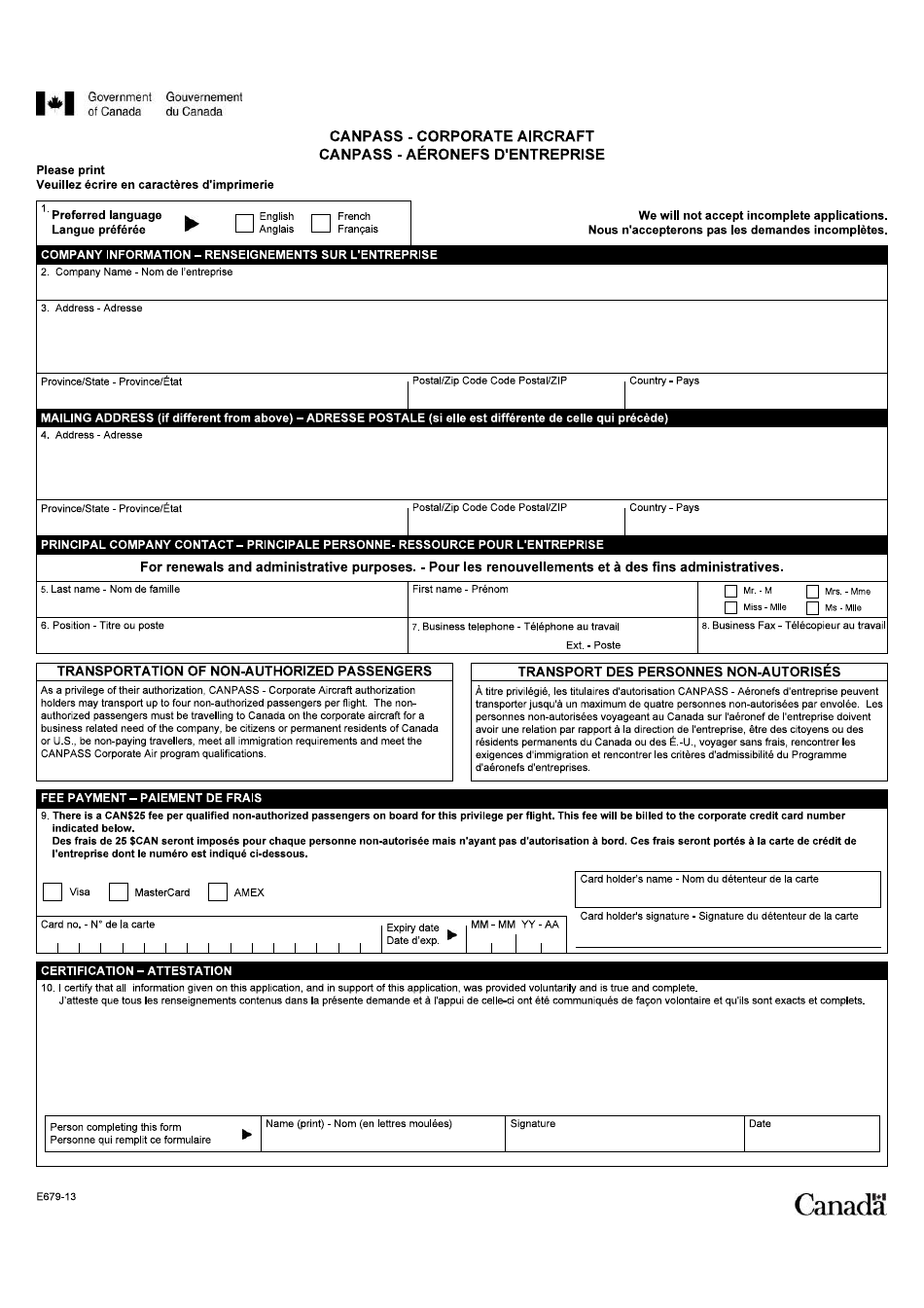 Form E679 - Fill Out, Sign Online and Download Fillable PDF, Canada ...