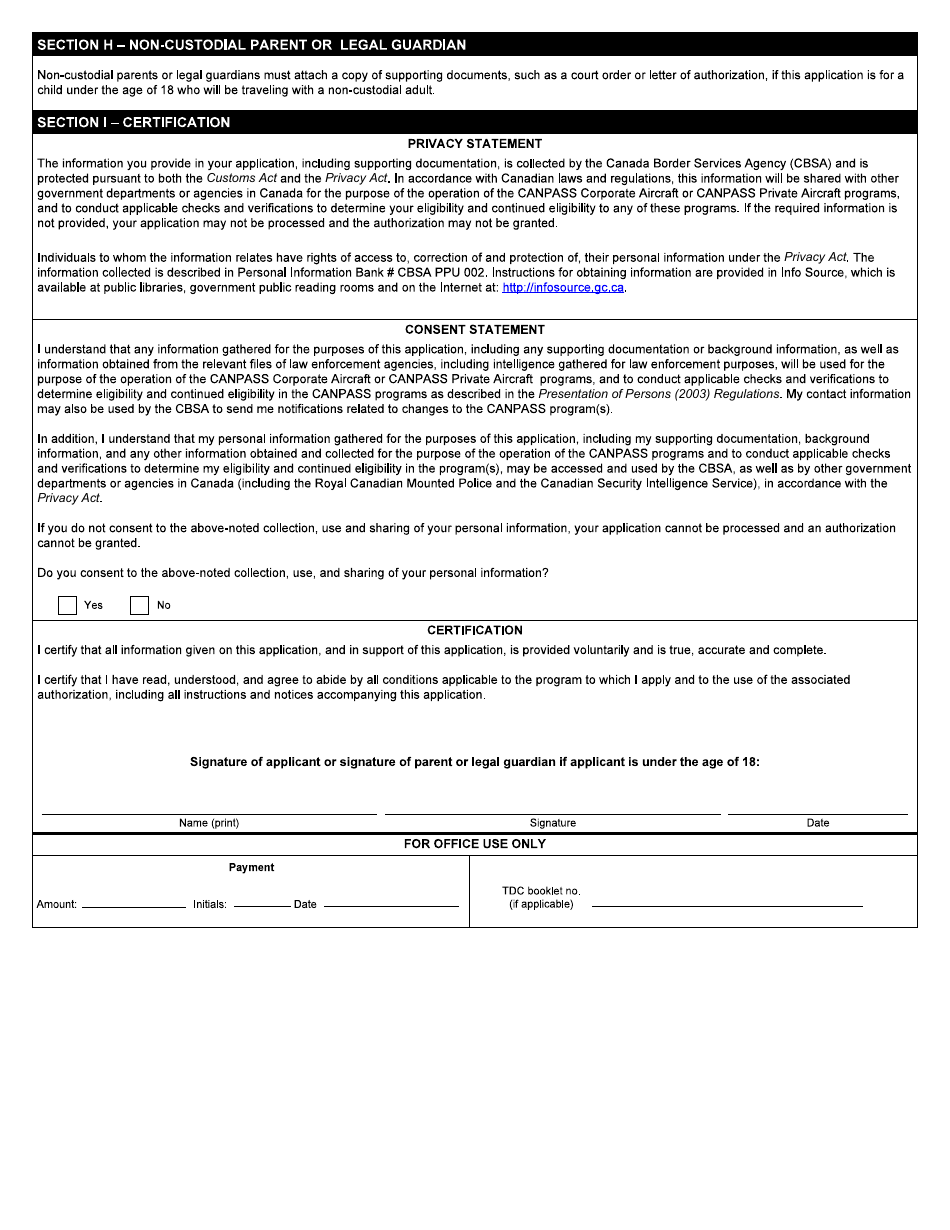 Form E672 Canpass Application Form - Canada, Page 3