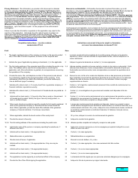 Form E401 Application for a Licence to Operate a Customs Bonded Warehouse - Canada (English/French), Page 2