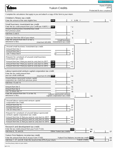 Form 5011-TC (YT479) 2018 Printable Pdf