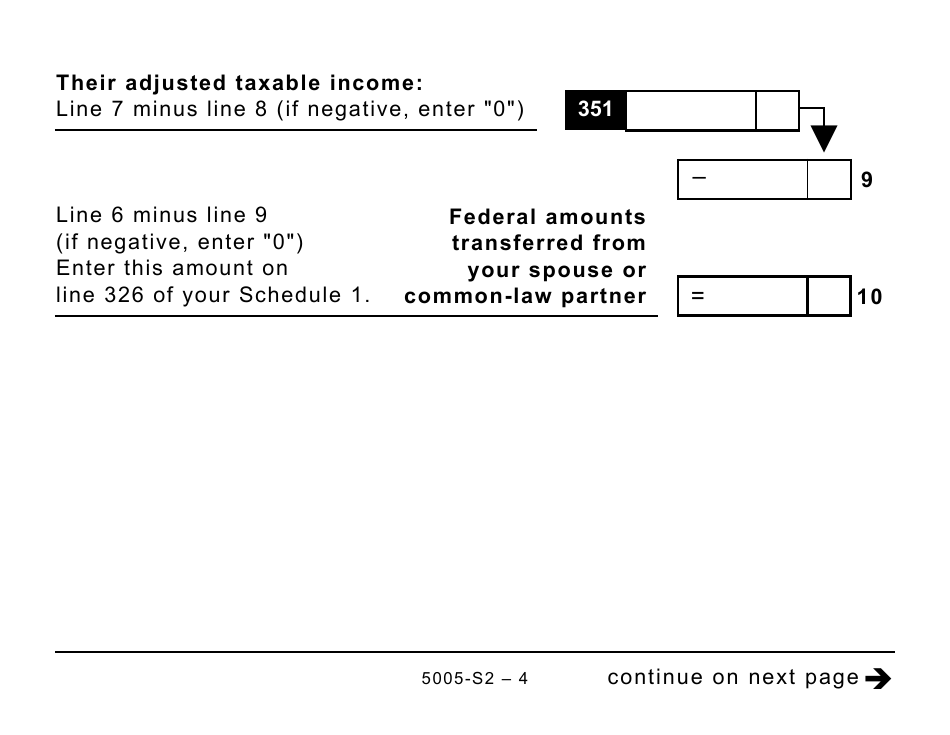 Form 5005-S2 Schedule 2 Federal Amounts Transferred From Your Spouse or Common-Law Partner (Large Print) - Canada, Page 4