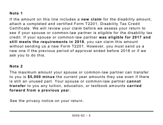 Form 5005-S2 Schedule 2 Federal Amounts Transferred From Your Spouse or Common-Law Partner (Large Print) - Canada, Page 5
