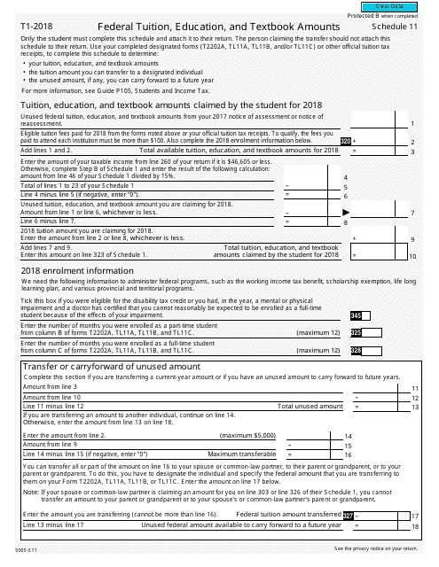 Form 5005-S11 Schedule 11 2018 Printable Pdf