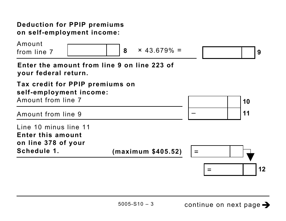 Form 5005-S10 Schedule 10 Employment Insurance (Ei) and Provincial Parental Insurance Plan (Ppip) Premiums (Large Print) - Canada, Page 3